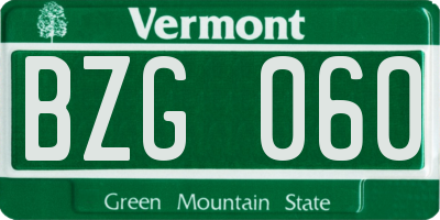 VT license plate BZG060