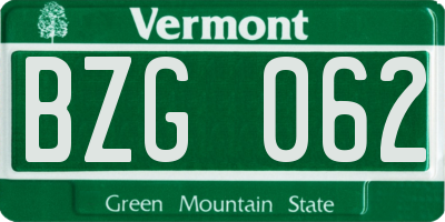 VT license plate BZG062