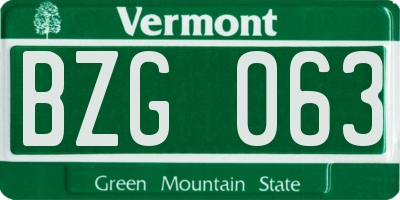 VT license plate BZG063