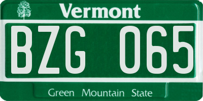 VT license plate BZG065