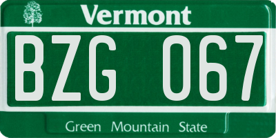 VT license plate BZG067