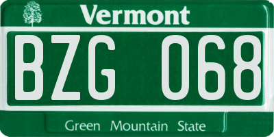 VT license plate BZG068