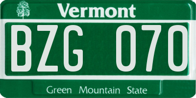 VT license plate BZG070