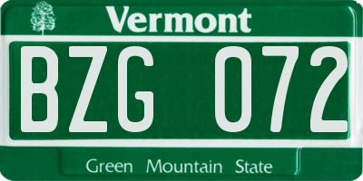VT license plate BZG072