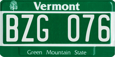 VT license plate BZG076