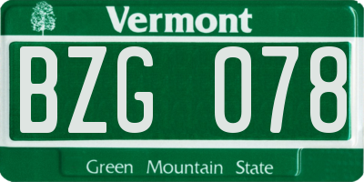 VT license plate BZG078
