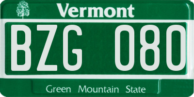 VT license plate BZG080