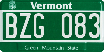 VT license plate BZG083