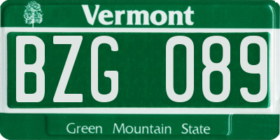 VT license plate BZG089