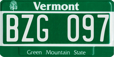 VT license plate BZG097