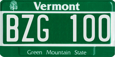 VT license plate BZG100