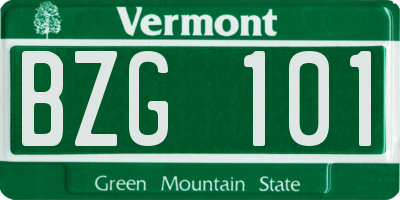 VT license plate BZG101