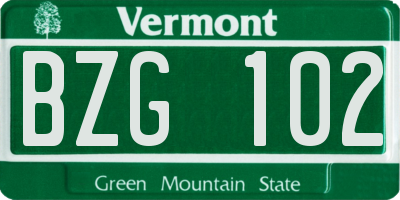 VT license plate BZG102