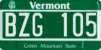 VT license plate BZG105