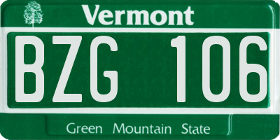 VT license plate BZG106