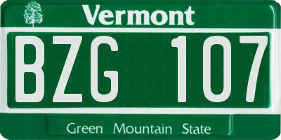 VT license plate BZG107