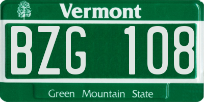 VT license plate BZG108