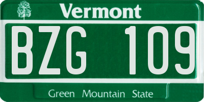 VT license plate BZG109