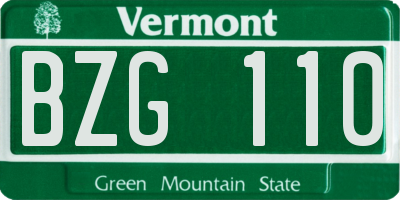 VT license plate BZG110