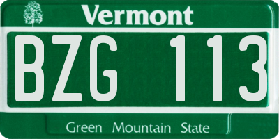VT license plate BZG113