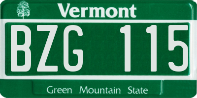 VT license plate BZG115