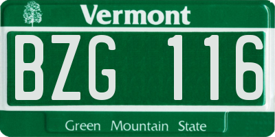 VT license plate BZG116