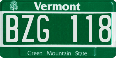 VT license plate BZG118