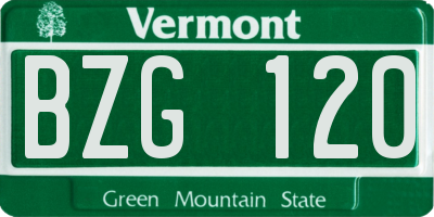 VT license plate BZG120