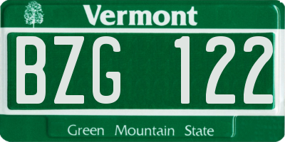 VT license plate BZG122