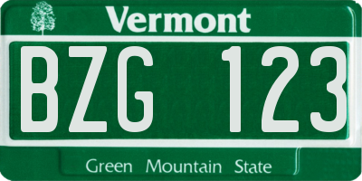 VT license plate BZG123