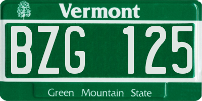 VT license plate BZG125
