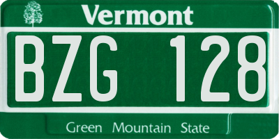 VT license plate BZG128