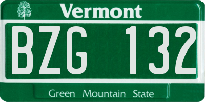 VT license plate BZG132