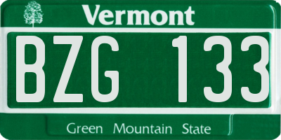 VT license plate BZG133