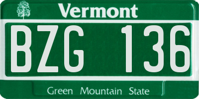 VT license plate BZG136
