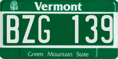 VT license plate BZG139