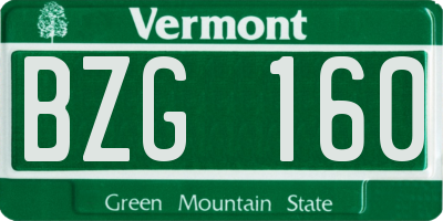 VT license plate BZG160