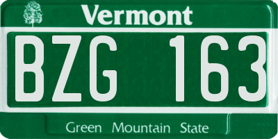 VT license plate BZG163