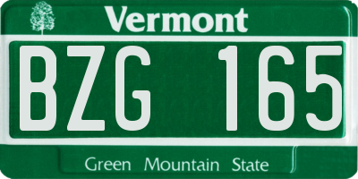 VT license plate BZG165