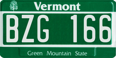 VT license plate BZG166