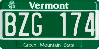 VT license plate BZG174