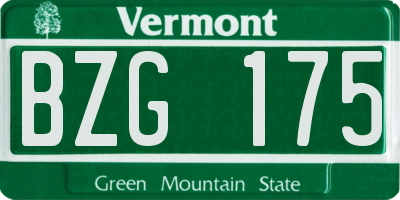 VT license plate BZG175