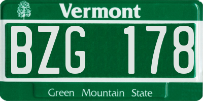 VT license plate BZG178