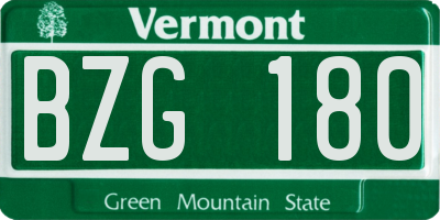 VT license plate BZG180