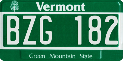 VT license plate BZG182