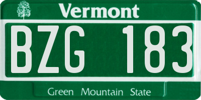 VT license plate BZG183
