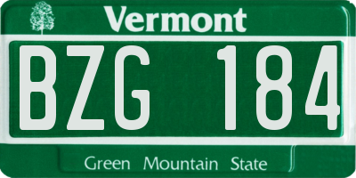 VT license plate BZG184