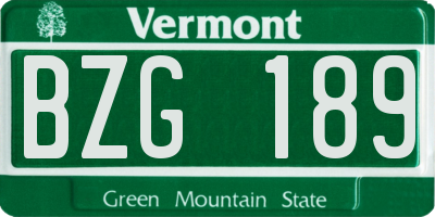 VT license plate BZG189