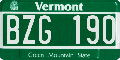 VT license plate BZG190