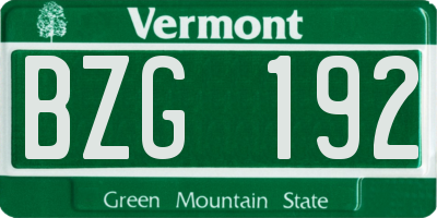 VT license plate BZG192